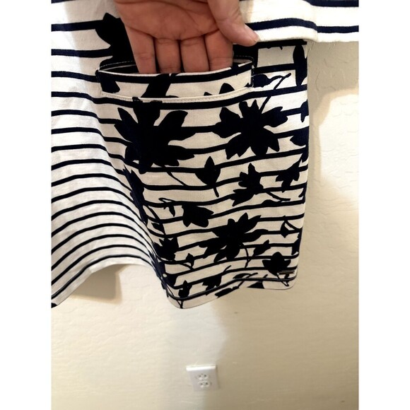 Joules Womans Floral Long Top Size 14 Striped 3/4 Sleeve Old Money Pockets Artsy - Picture 10 of 13